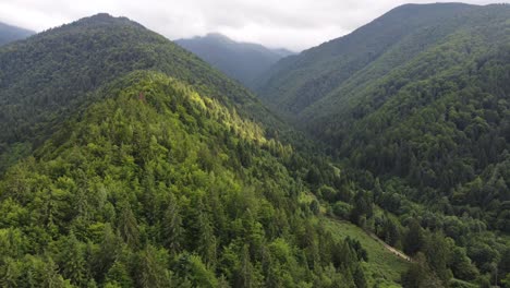 Drone-orbit-shot-of-Fagaras-Mountains,-Romania