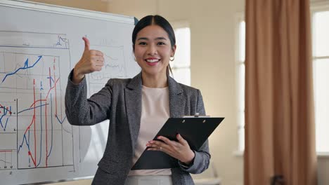 business presentation with confident speaker in modern office setting