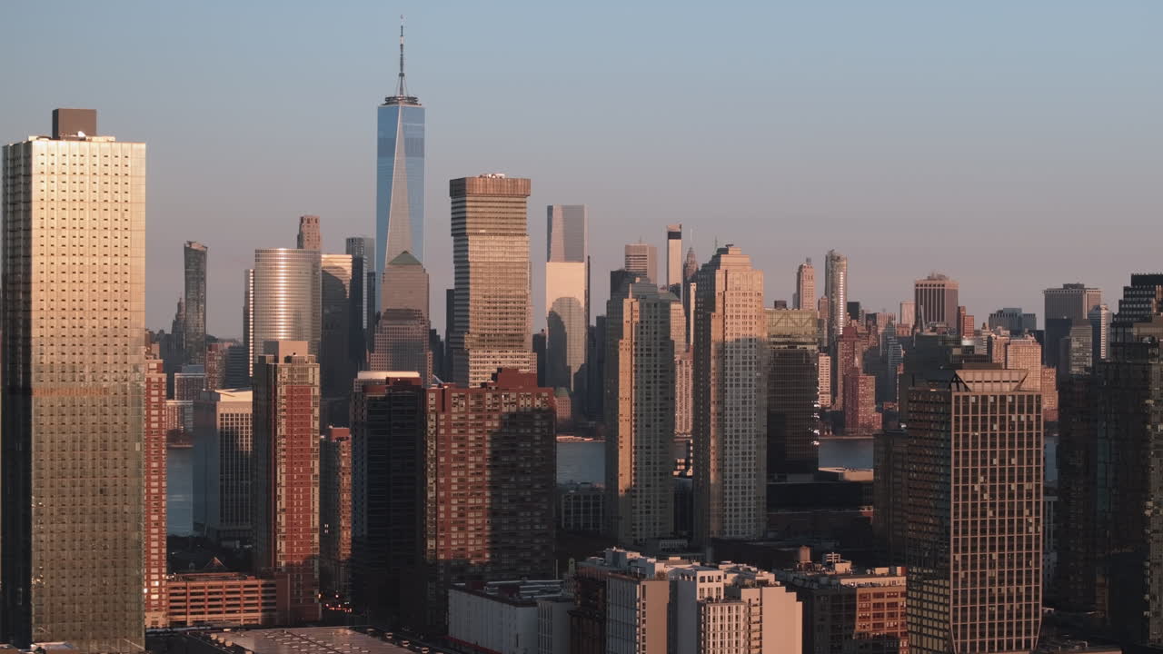Jersey City y Manhattan al atardecer.