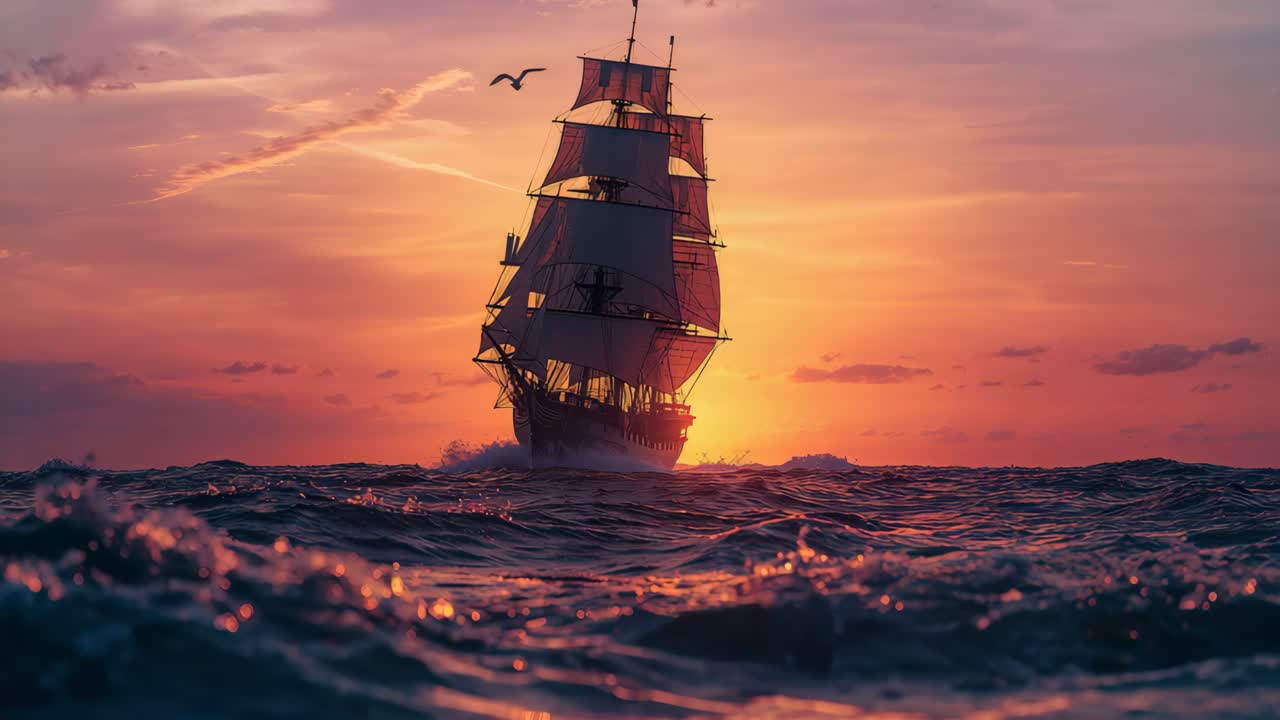 Sailing Ship at Sunset