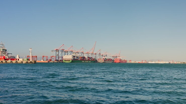 Harbor, ship and ocean for transport delivery