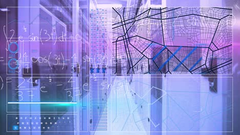 animación del procesamiento de datos en la sala de servidores