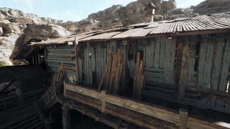 old wooden shack in a canyon