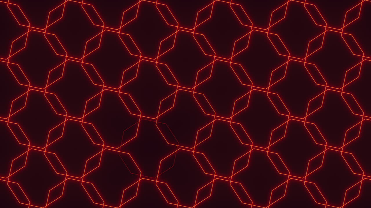 Glowing red neon lines forming geometric diamond pattern