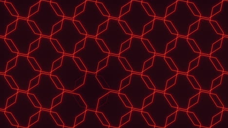 glowing red neon lines forming geometric diamond pattern