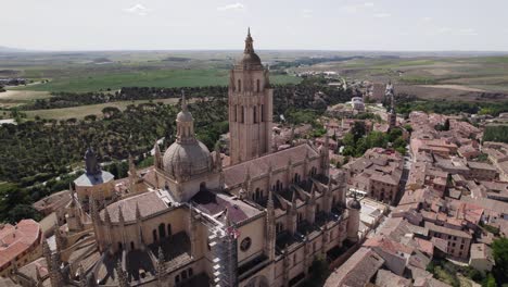 panoramic view of renovation at segovia cathedral, spain