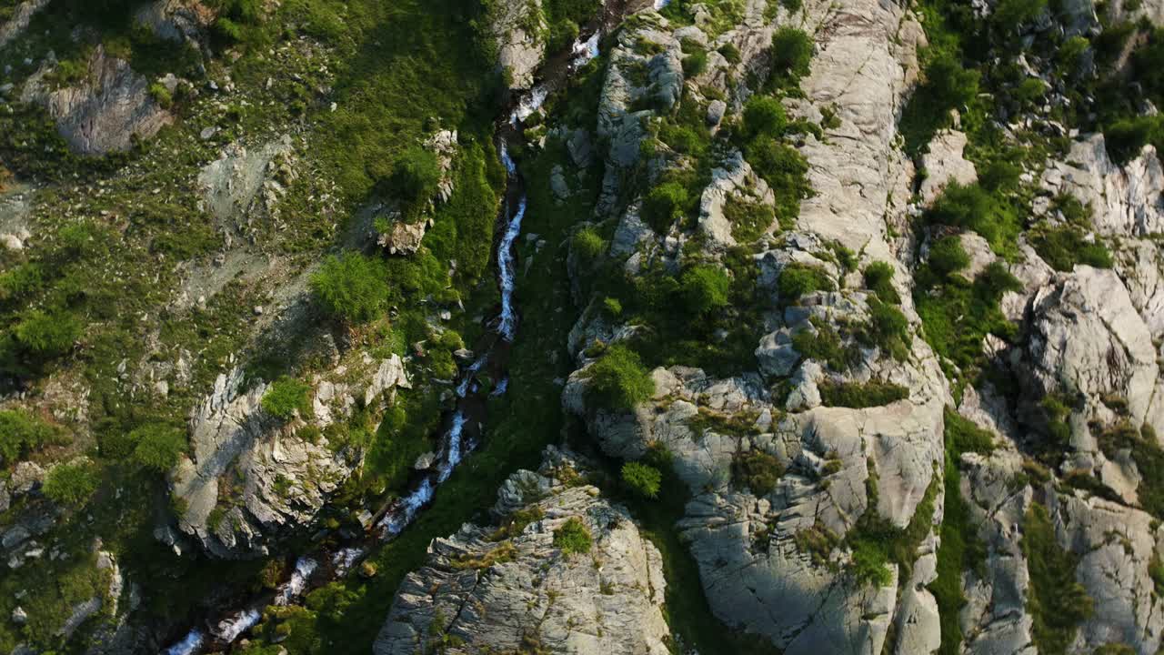 arroyo de agua de montaña en el valle de valmalenco de valtellina en la temporada de verano, norte de italia
