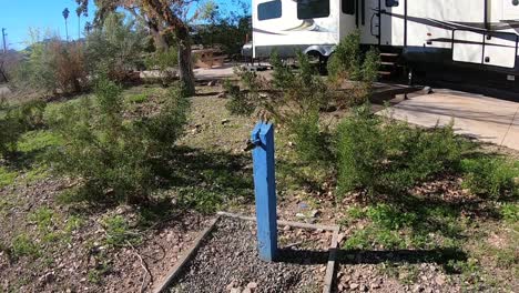 testing campground water spicket for flow and pressure at the camp site