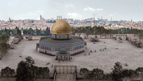 cúpula de jerusalem de la roca templo monte mezquita techo aéreo