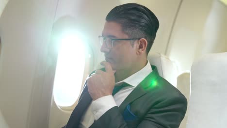 businessman travel on a business trip by airplane