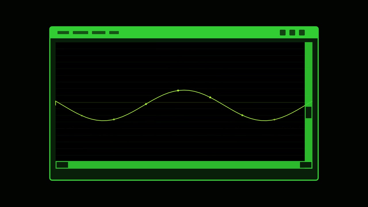 Animated Green Sine Wave Graph on Digital Interface