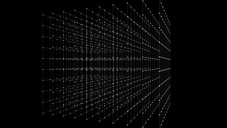 Big cube box of spinning points.Seamless loop animation