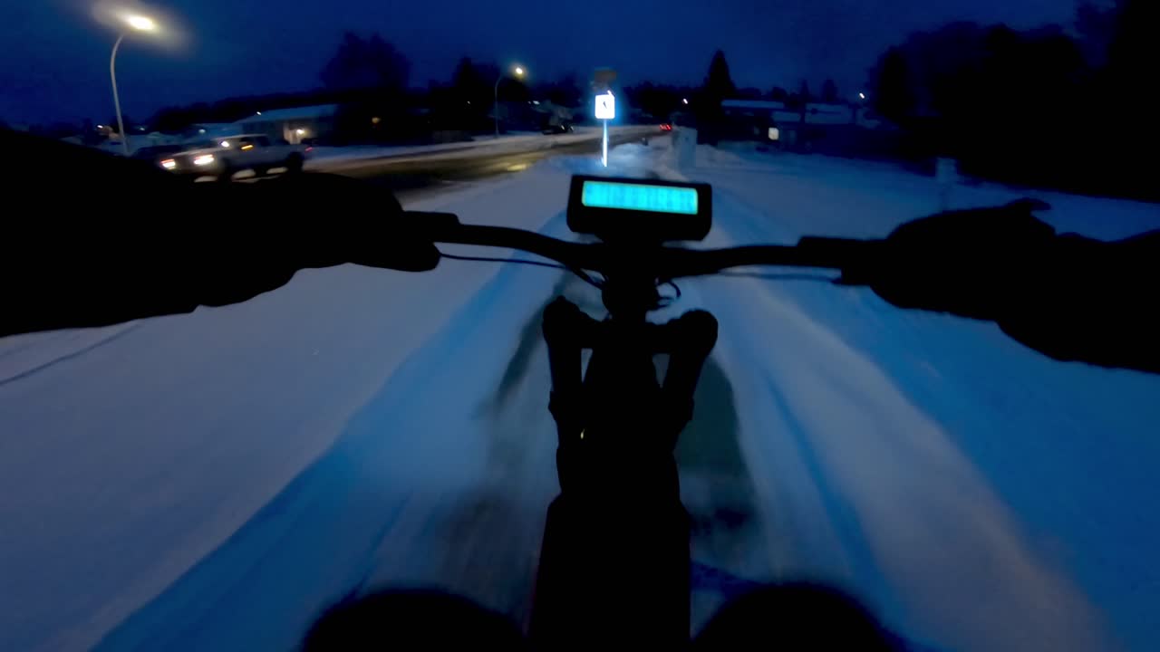 Man riding his enduro ebike during night time