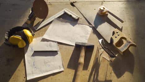 Carpentry-tools-and-equipment-on-the-table.