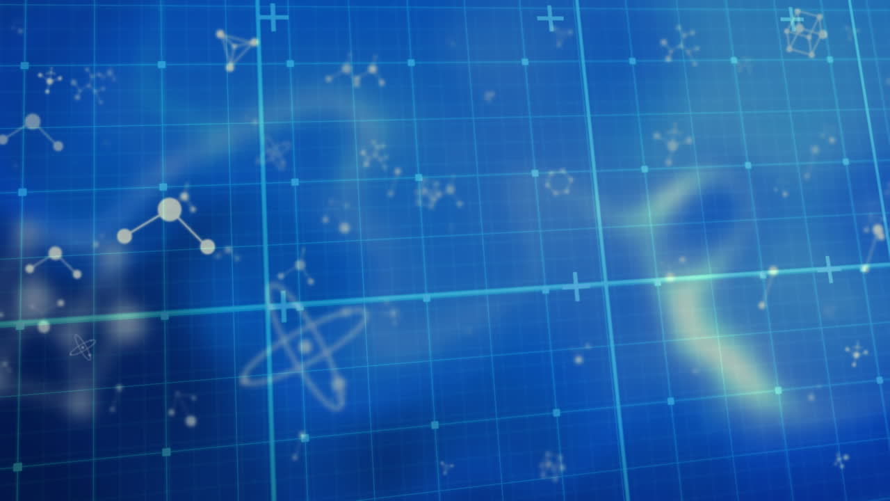 Animation of molecules on blue background