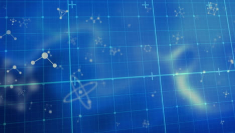 animation of molecules on blue background