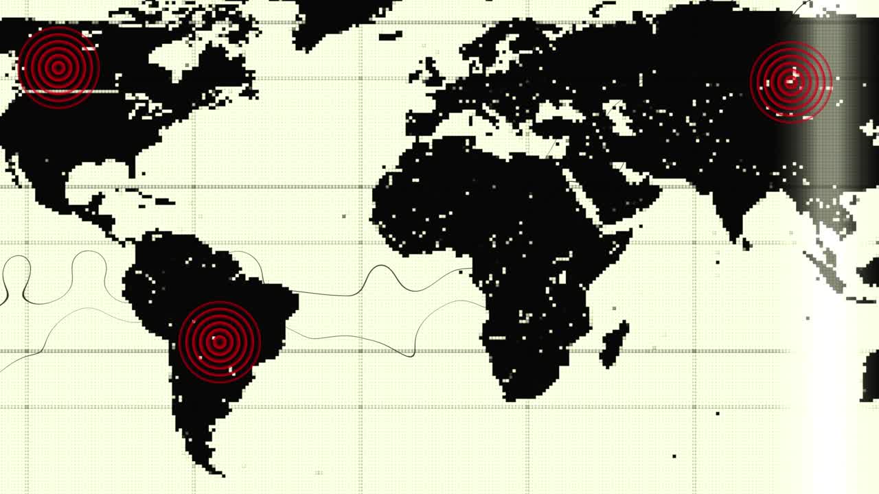 mapa de viaje gráficos de movimiento ondas de radio fondo de animación