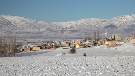 mosque in muslim village in snowy afghan geography