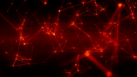 abstract futuristic loopable animation of fiery red surface with connecting dots