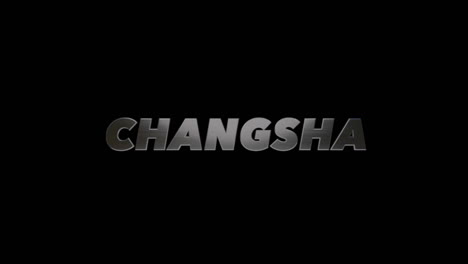 City-of-Changsha,-China,-3D-graphic-title-brushed-steel-look,-fill-and-alpha-channel