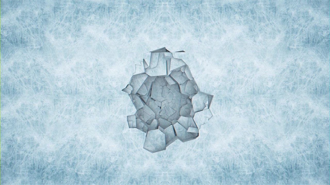 3D Eisriss Hintergrund Langsam Und Explodieren Schnee Zersplittert Rauch Explosion Kalt Blau Schneeflocken Explosion Bildschirm Schön Sauber Hochauflösend Gefrorener Einschlag Epische Zerstörung Winter Motion Graphics.