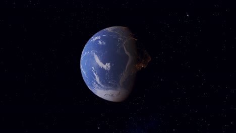 tierra giratoria y línea de terminación contra el fondo del espacio profundo