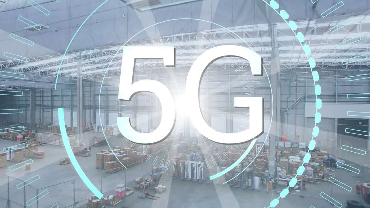 5g 텍스트 오버 라운드 스캐너 백그라운드 창고