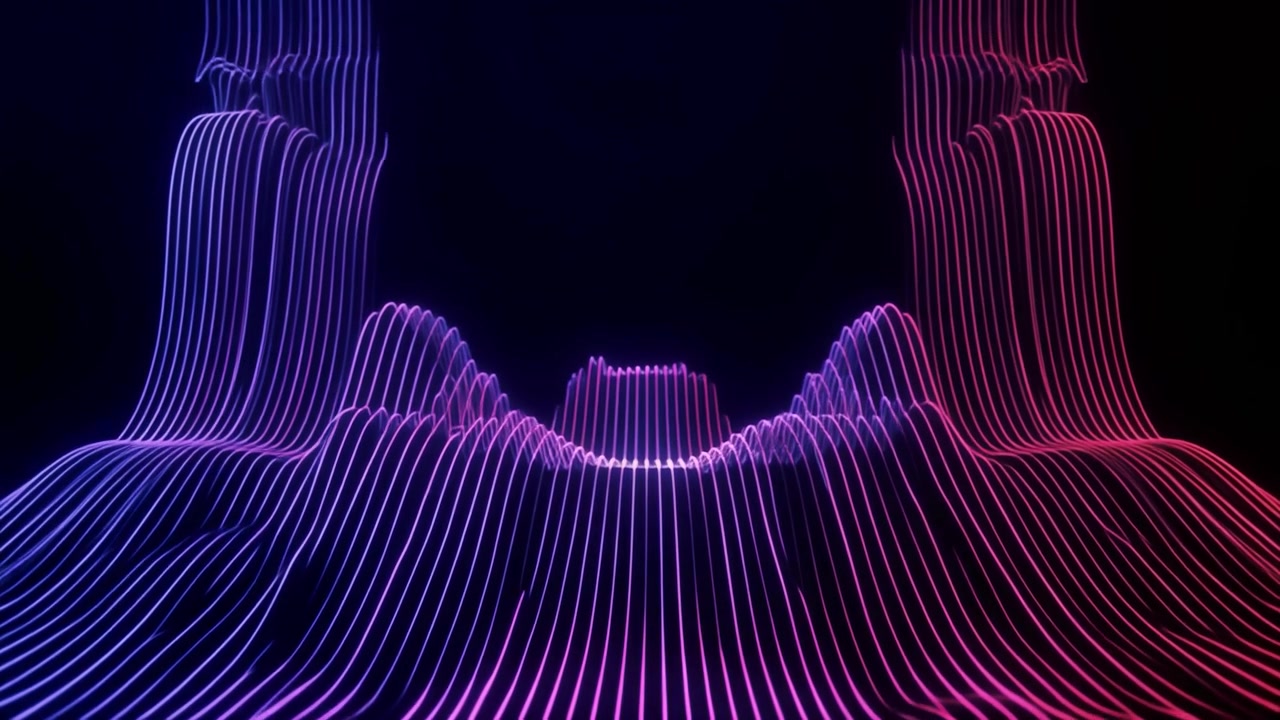 Dynamic Digital Waveform of Glowing Neon Lines