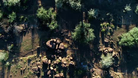 Aerial-landscape-with-a-dry-riverbed-in-the-arid,-rocky-region-of-southern-Namibia