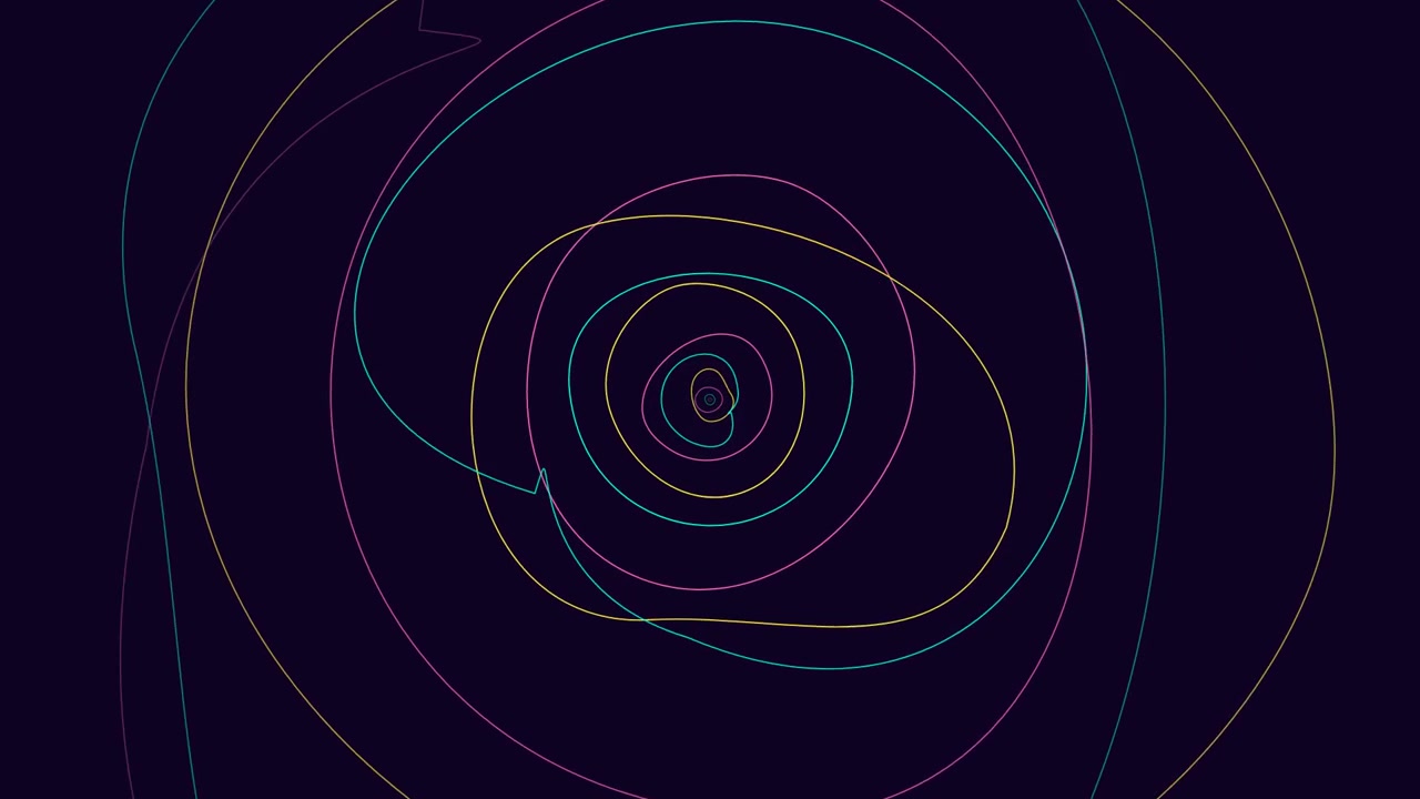 Abstract Animation of Colorful Glowing Concentric Circles on Dark Background