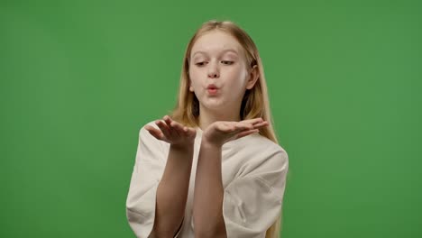 girl smiling with open palms