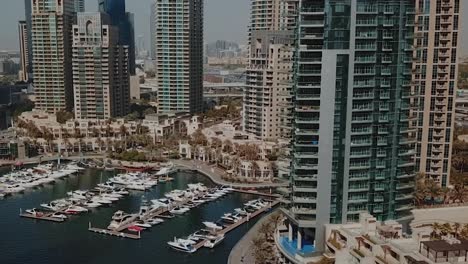dubai marina skyline and yacht harbor