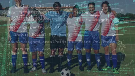 animation of data processing over diverse soccer players