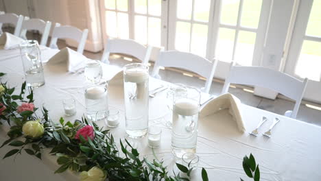 candles at head table at wedding reception stock video footage