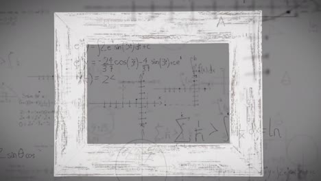 animación de ecuaciones matemáticas sobre un marco blanco