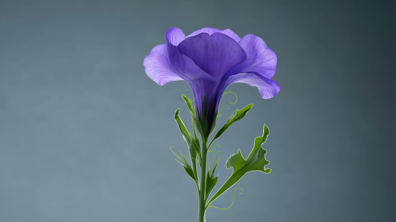 A single purple flower against a dark background