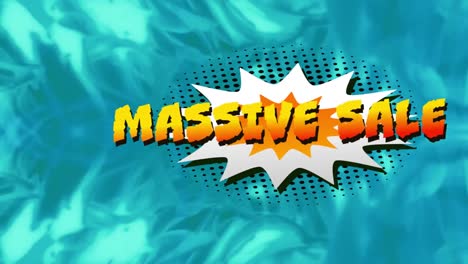 Animation-of-massive-sale-text-over-retro-speech-bubble-over-green-background