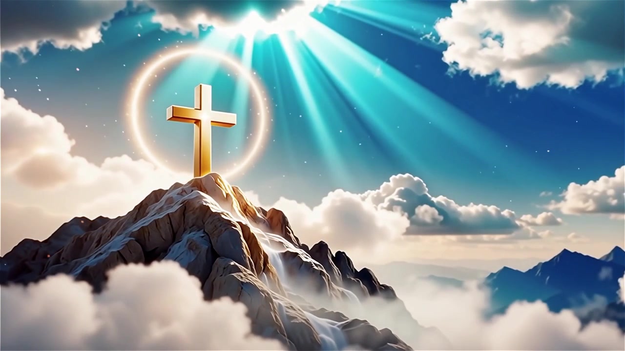 Christian Cross Heavenly Light Worship Background