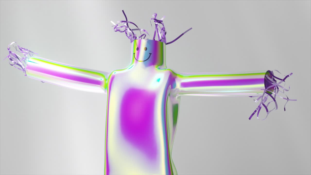 홀로그래픽 행복한 캐릭터