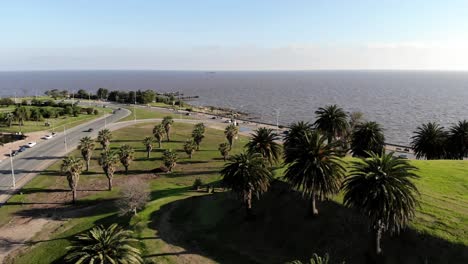 high aerial over montevideo uruguay parque rodo