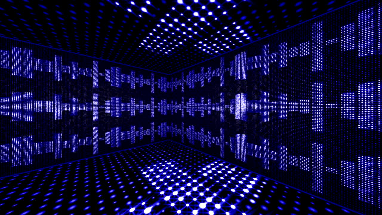 Musikwellen Raum, Radio, Glühbirnen-Animation, Rendering, Hintergrund, Loop