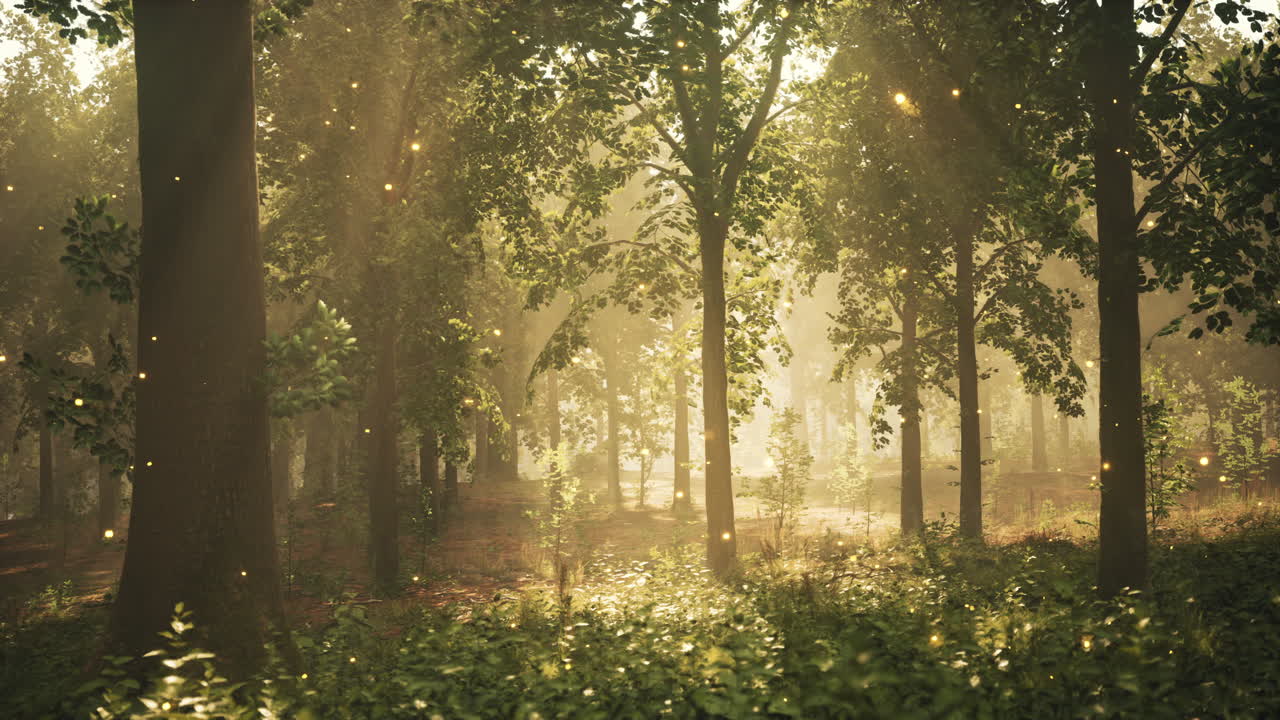 un bosque lleno de muchos árboles y hierba