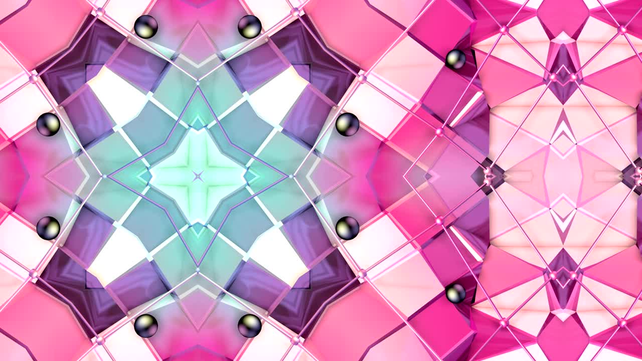 Abstract simple 3D background in red turquoise gradient color, low poly style as modern geometric background or mathematical environment with kaleidoscopic effect. 4K UHD or FullHD seamless loop. V13