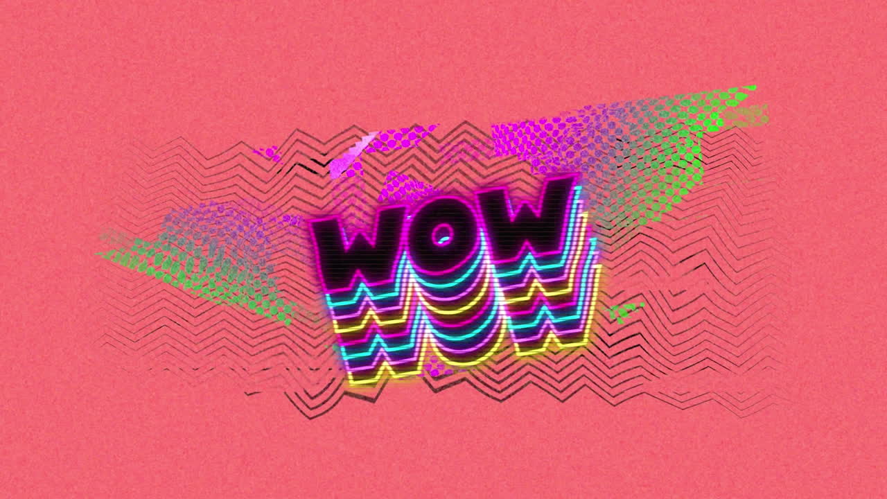 animación del texto wow sobre el fondo del patrón