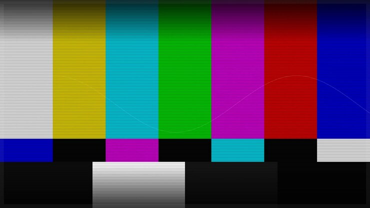 Television SMPTE Color Bars Test Pattern with Glitch Effects