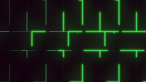 Vibrant-grid-of-green-neon-lights-illuminates-a-futuristic-wall