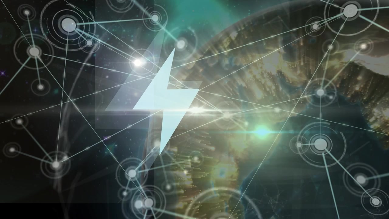 Animation of network of connections and globe over black background