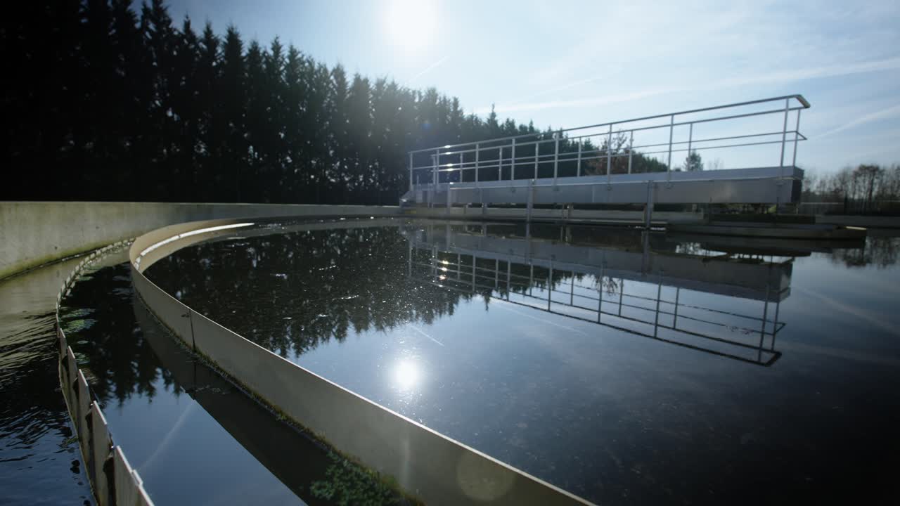 Industrial water clarifier symbolizing purity, blue water, environmental care