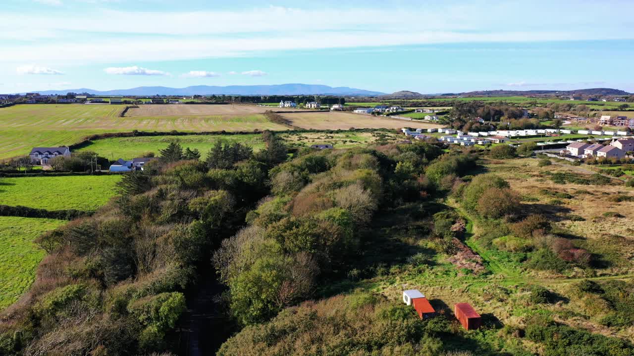 Bird's eye view of Waterford County Landscape in Ireland on sunny day