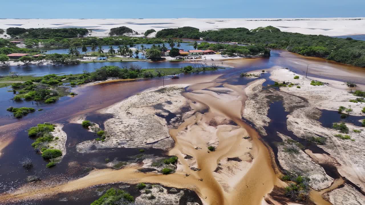 Betania Village At Santo Amaro In Maranhao Brazil. Nature Landscape. Beautiful Rainforest. Betania Village At Brazil. Oasis Scenery. Colored River. Native Village. Brazil Northeast